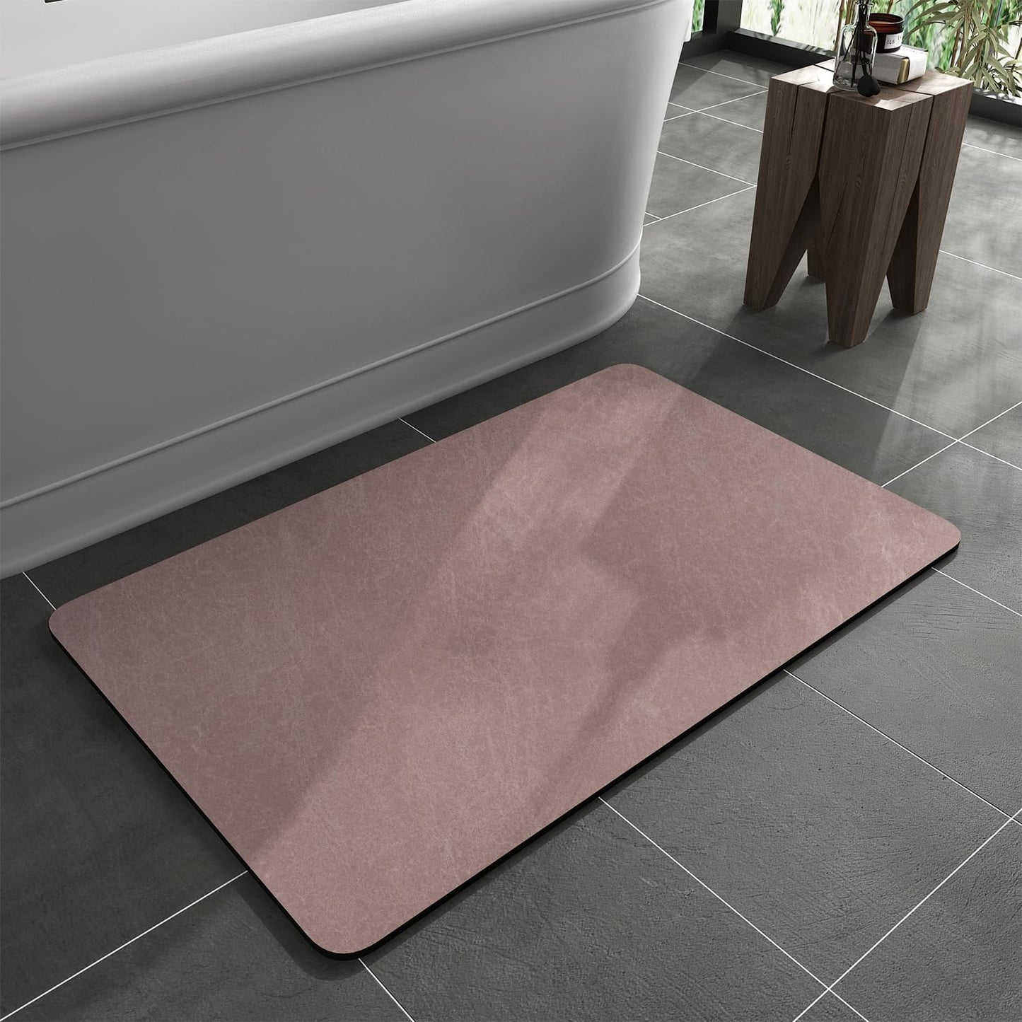 Bath Mat Rug-Rubber Backing Non Slip Quick Dry Absorbent Thin Bathroom Rugs Fit Under Door-Faux Suede Surface Bathroom Floor Mats-Shower Rug for in Front of Bathtub Shower Gray 24"X70"