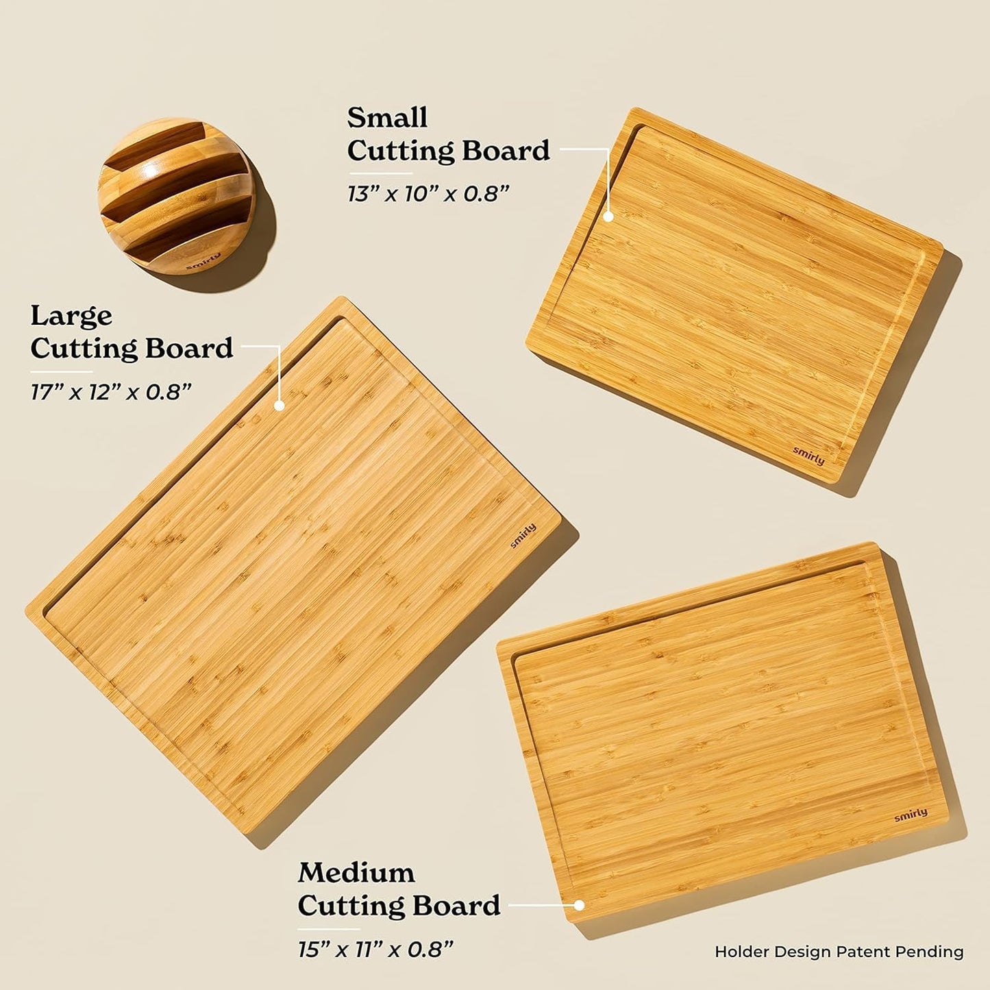 Wooden Cutting Boards For Kitchen Meal Prep & Serving - Bamboo Cutting Board Set with Holder, Charcuterie & Chopping Board, Wooden Cutting Board Set, Kitchen Gadgets