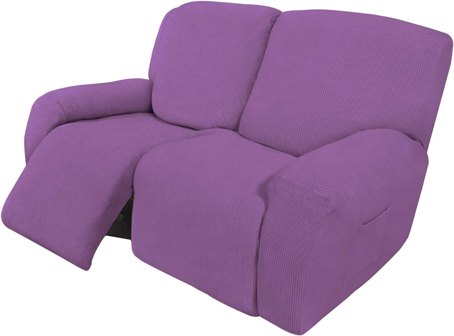 Recliner Stretch Sofa Slipcover Sofa Cover 4-Pieces Furniture Protector Couch Soft with Elastic Bottom Spandex Jacquard Fabric Small Checks(Large,Black)