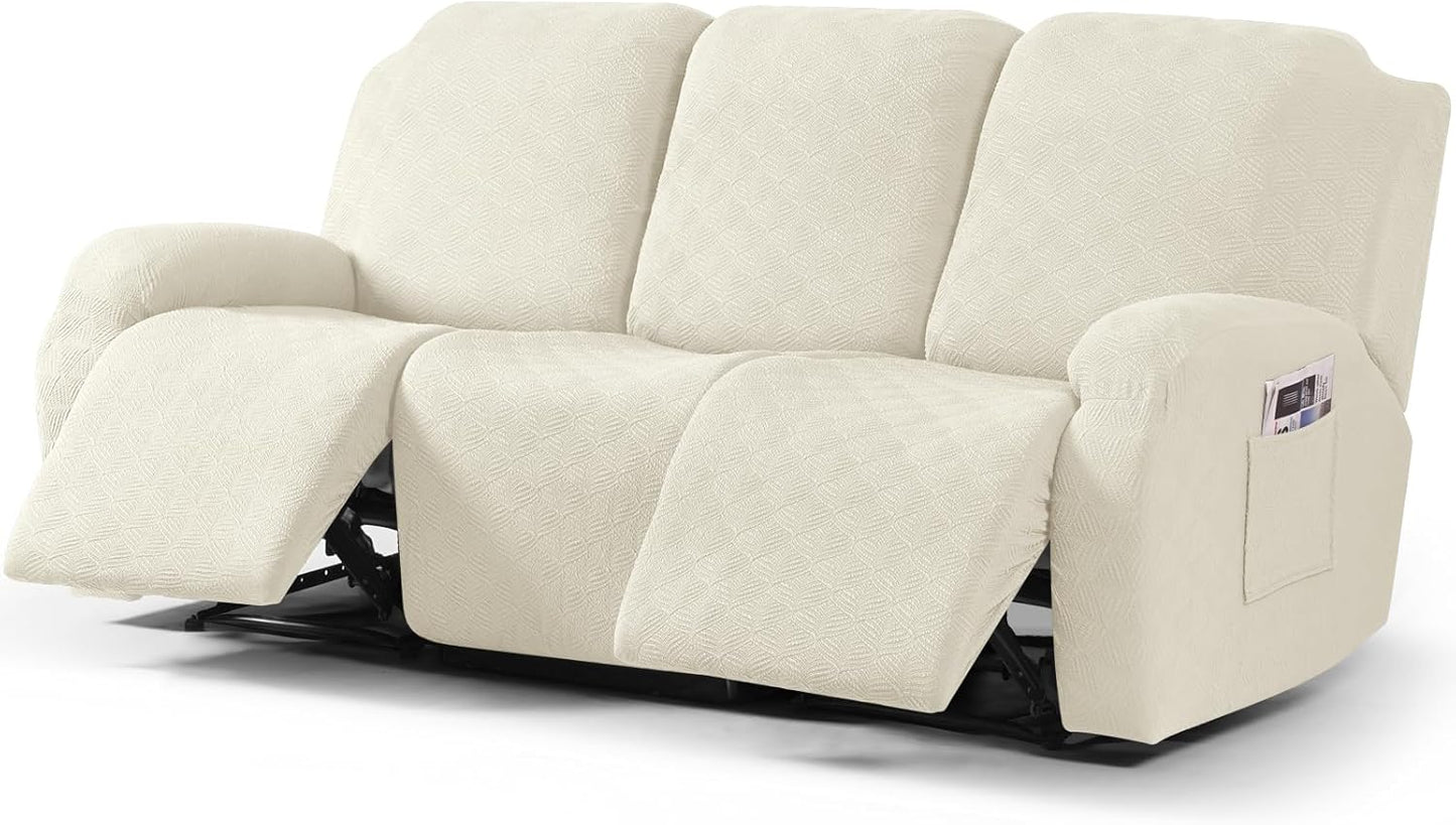 Recliner Covers Recliner Chair Covers Reclining Couch Covers Sofa Slipcovers Stretch Soft Washable (Single-Seater, Cream)