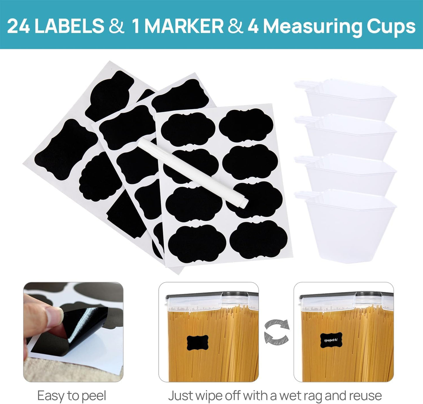 10 PCS Flour and Sugar Storage Container, Large Airtight Food Canisters with Lids for Kitchen, Pantry Organization, BPA Free, Black
