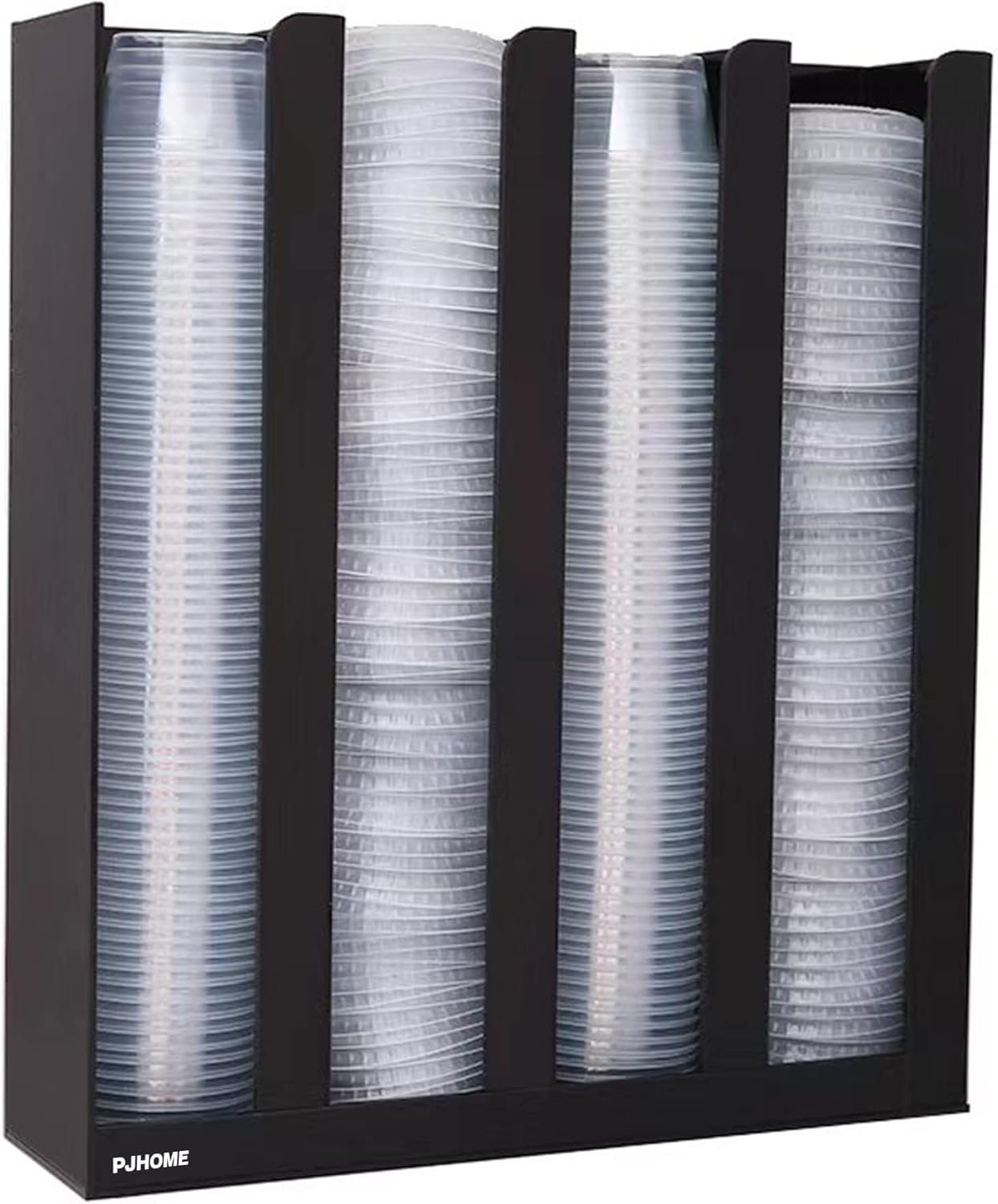Sauce Cup Lid Organizer 4 Compartments Plastic Sauce Cup Holder for Counter Wall Mount Disposable Cup and Lid Storage Restaurant Supplies