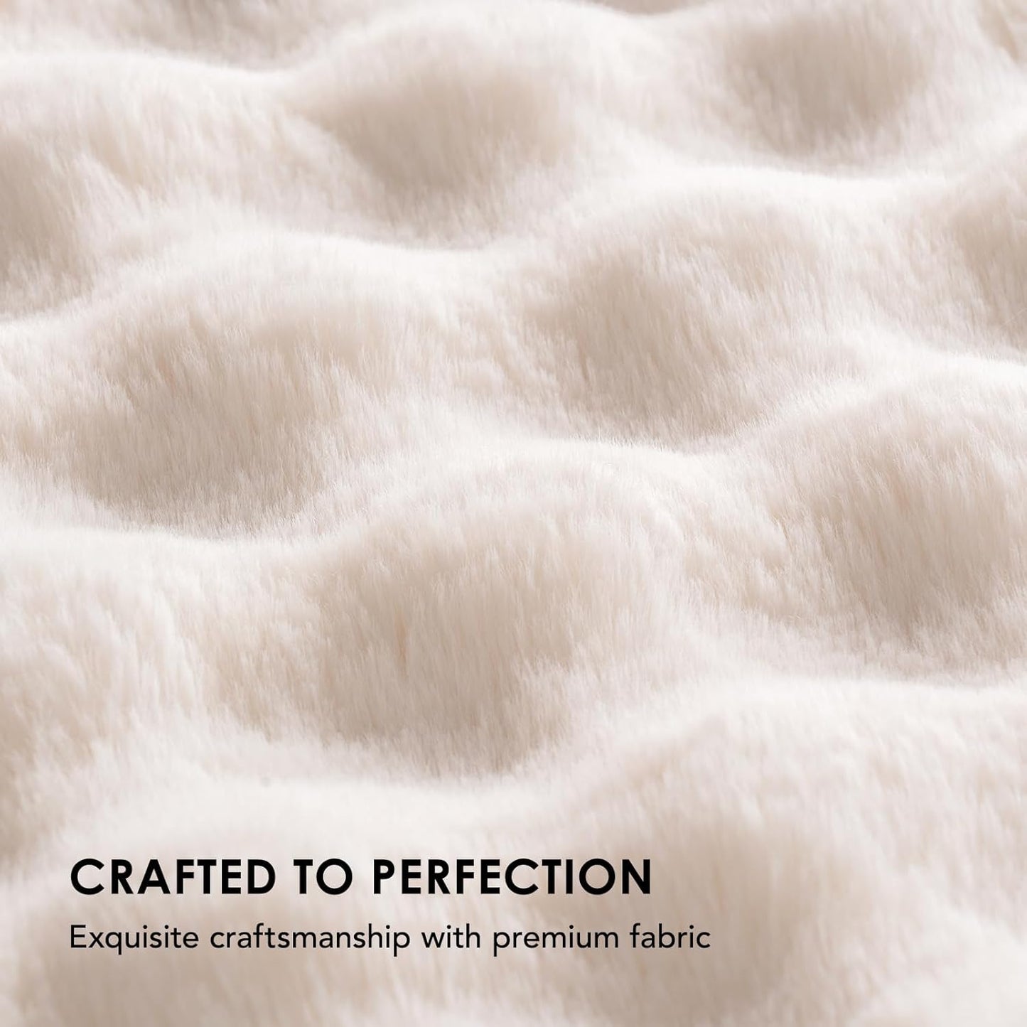 Ultra Soft Luxury Fluffy Ridgeline Faux Rabbit Fur Throw Blanket, Thick Warm Bubble Throw for Bed, Cozy Plush Reversible Blankets for Couch, Chair, Sofa, Ivory White, 60x80 Inches, 870 GSM
