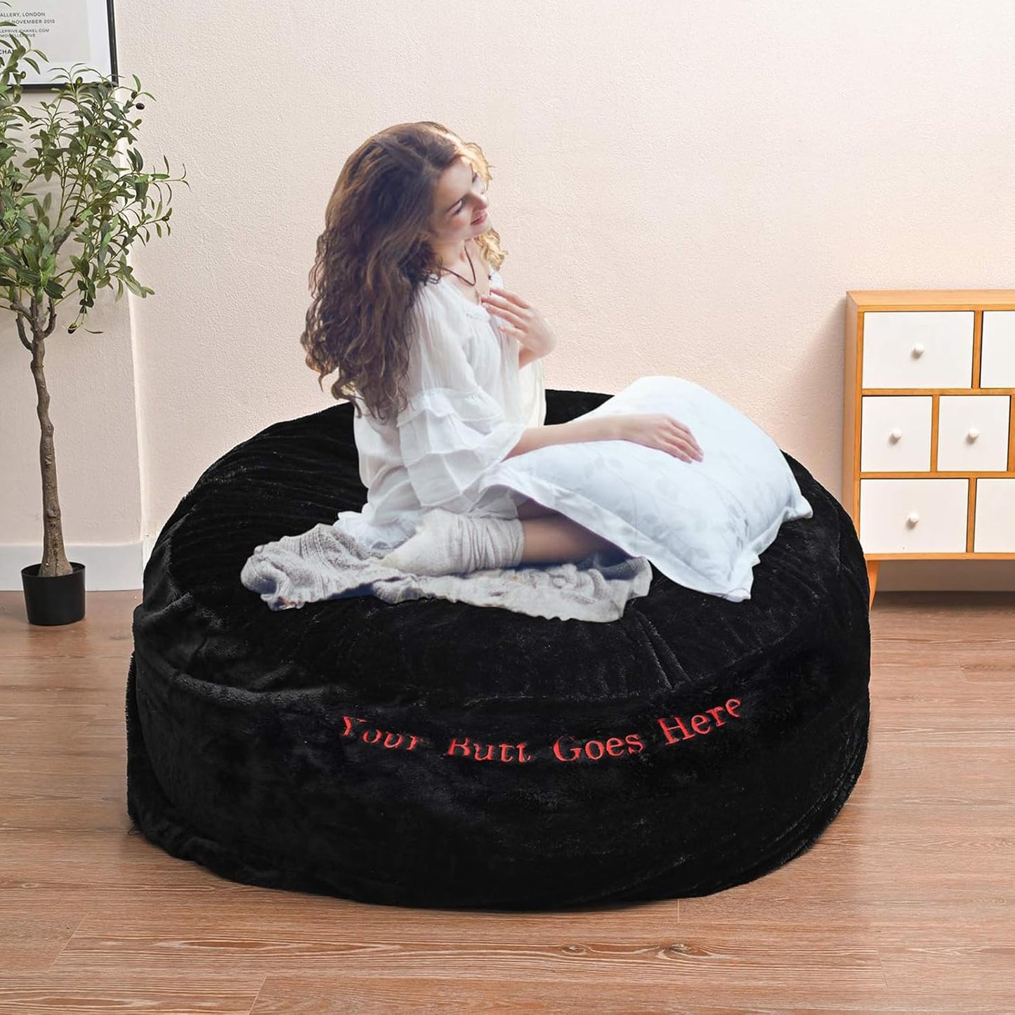Bean Bag Chair for Adults Kids Without Filling Comfy Fluffy Giant Round Beanbag Lazy Sofa Cover for Reading Chair Floor Chair, 6FT, Grey