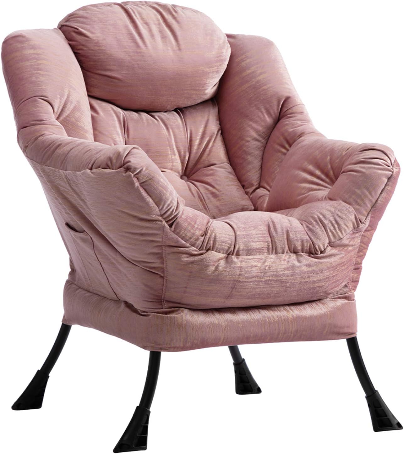 Fabric Large Lazy Chair for Living Room Accent Reading Chair Cozy Lounge Chair with Armrest Leisure Sofa Chair for Bedroom, Dorm, Dark Grey
