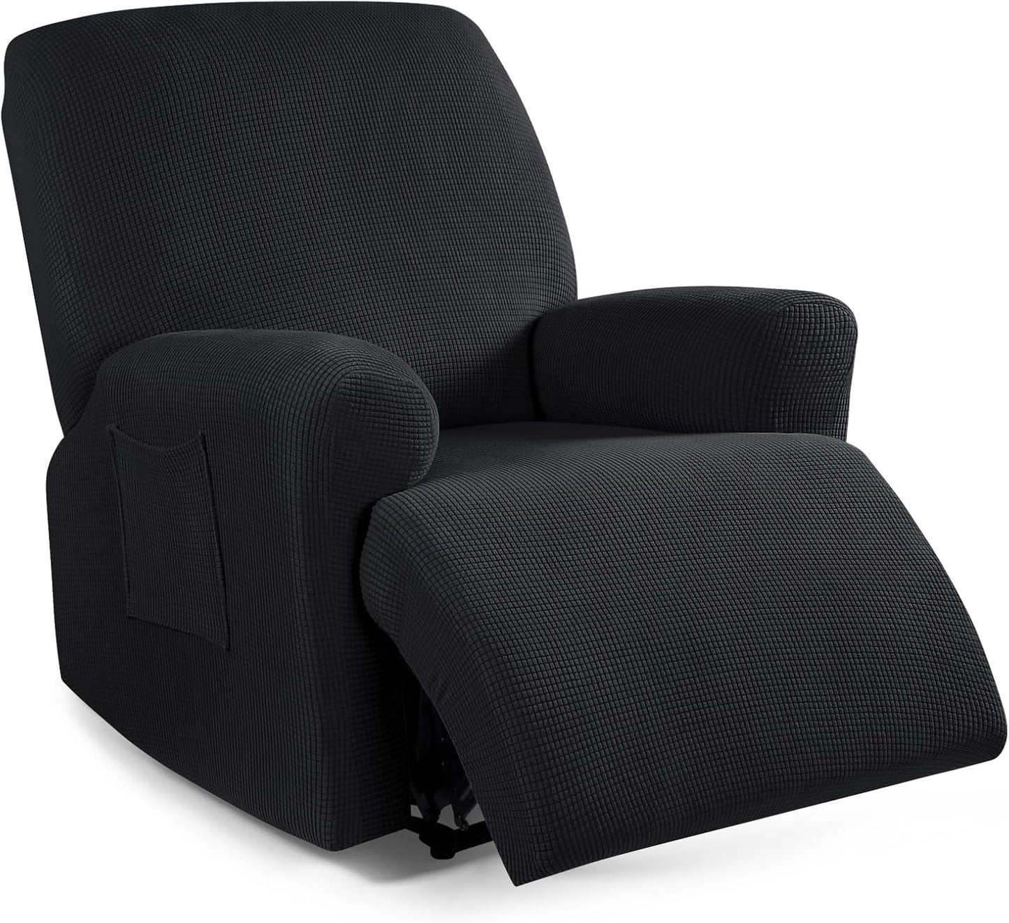 Recliner Sofa Covers 8-Pieces Stretch Large Couch Covers for 3 Seats Reclining Slipcovers Soft Jacquard Pattern Furniture Protector Black