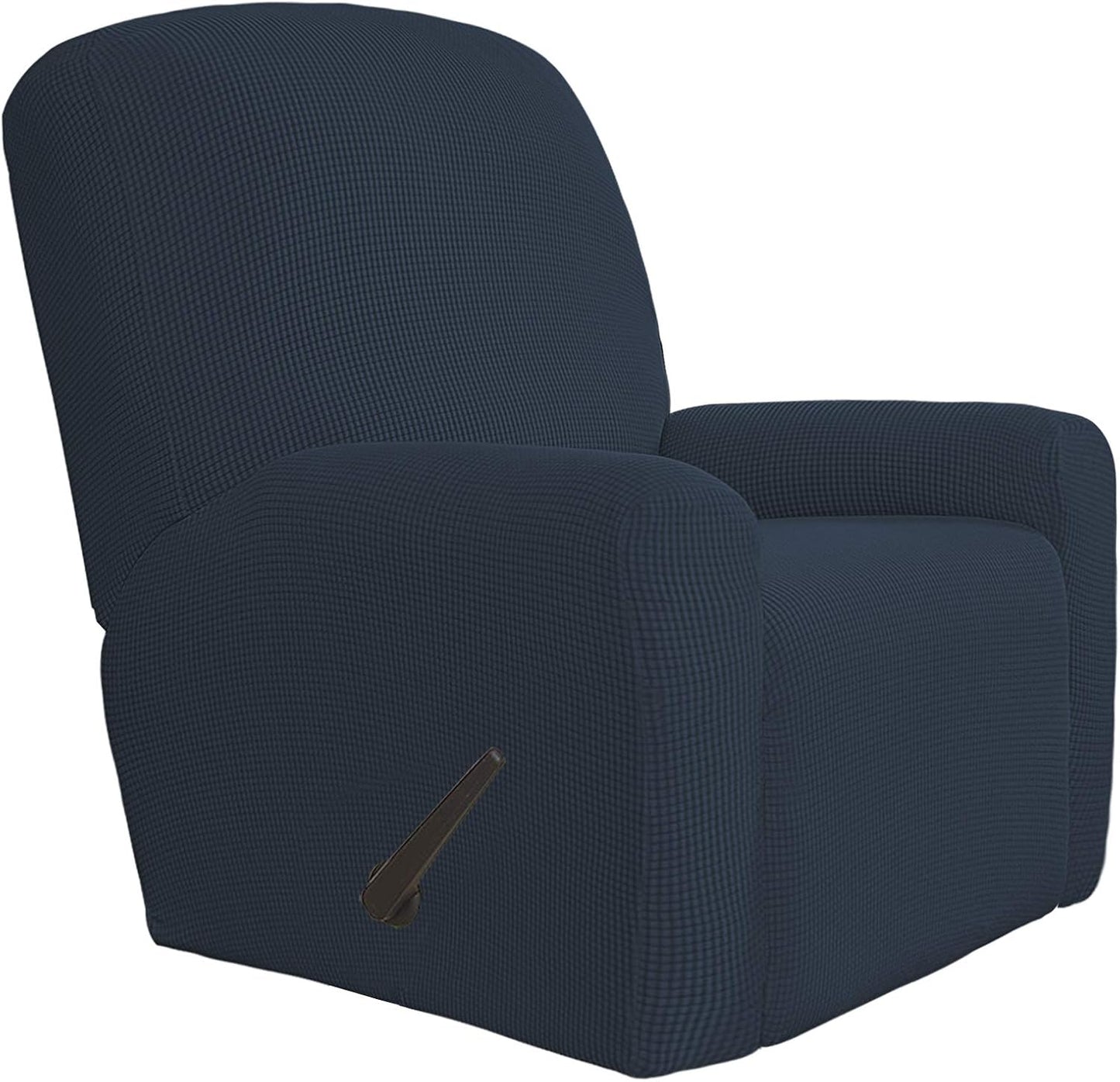 Recliner Stretch Sofa Slipcover Sofa Cover 4-Pieces Furniture Protector Couch Soft with Elastic Bottom Spandex Jacquard Fabric Small Checks(Large,Black)