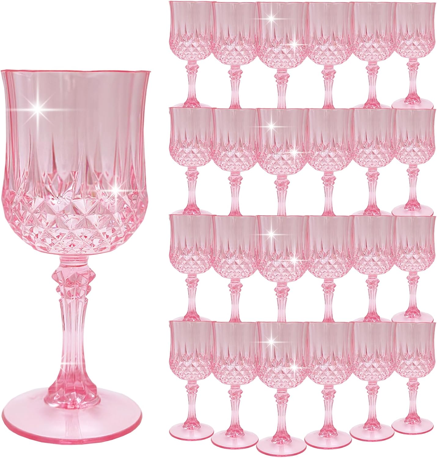 Transparent Plastic Wine Glasses,Transparent Plastic Goblets for Parties,Transparent Drinking Glasses for Wedding Reception, Grand Event Party Supplies (24, transparent)
