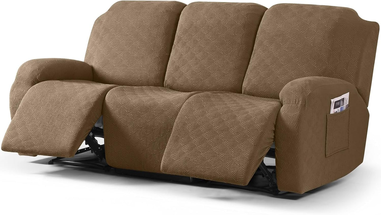 Recliner Covers Recliner Chair Covers Reclining Couch Covers Sofa Slipcovers Stretch Soft Washable (Single-Seater, Cream)