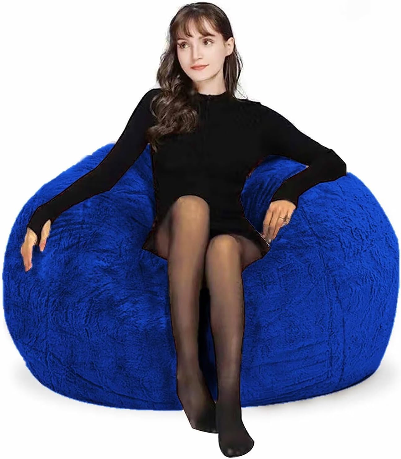 Bean Bag Chair for Adults Kids Without Filling Comfy Fluffy Giant Round Beanbag Lazy Sofa Cover for Reading Chair Floor Chair, 6FT, Grey