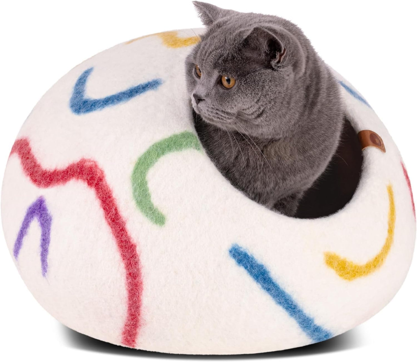 Cat Cave – Premium Felt Cat Bed for Indoor Cats, Handmade 100% Merino Wool (Vivid Shades) (Medium, Tucson Sunset)