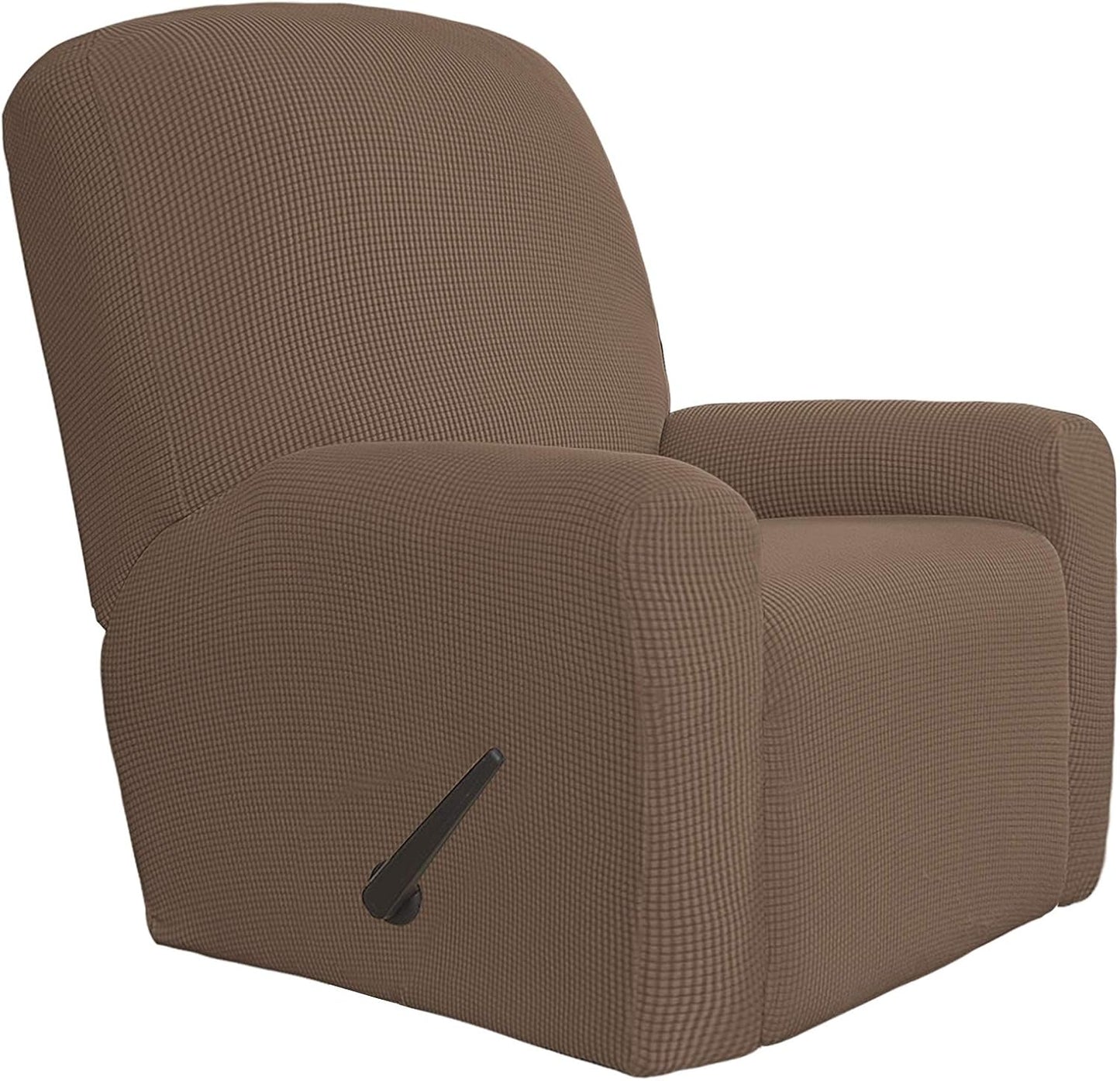 Recliner Stretch Sofa Slipcover Sofa Cover 4-Pieces Furniture Protector Couch Soft with Elastic Bottom Spandex Jacquard Fabric Small Checks(Large,Black)