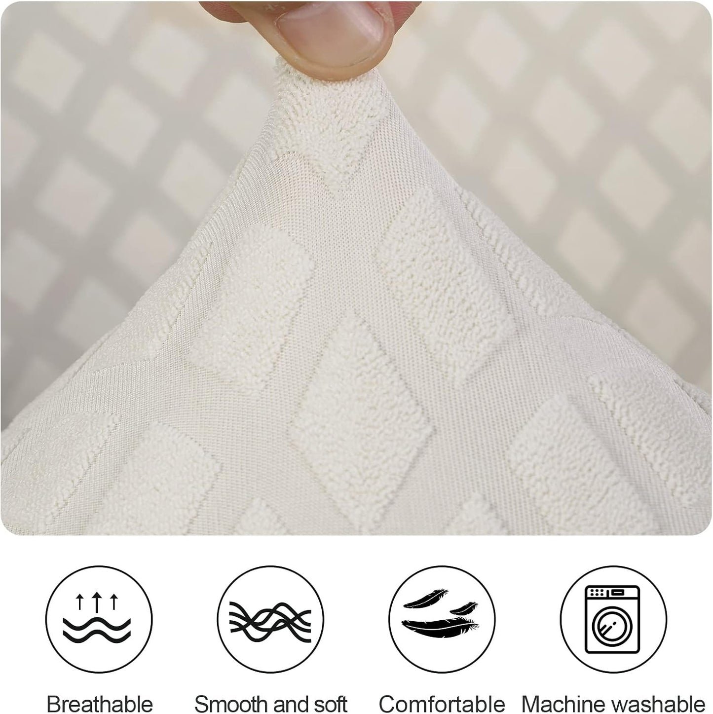 Club Chair Slipcover Stretch Barrel Chair Covers Jacquard Tub Chair Slipcover Spandex Armchair Sofa Cover Removable Couch Furniture Protector Arm Chair Cover for Living Room(Creamy-White)