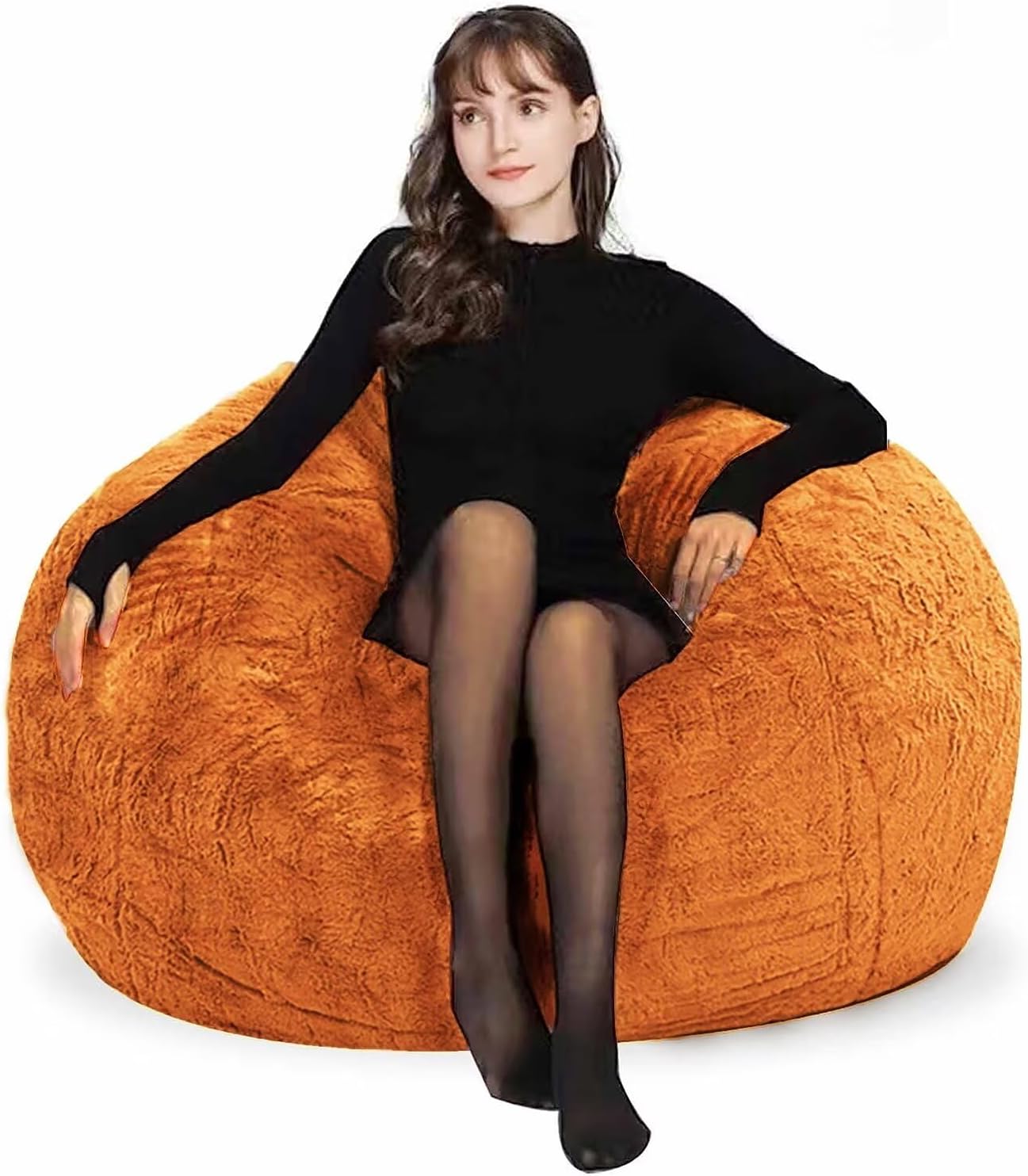 Bean Bag Chair for Adults Kids Without Filling Comfy Fluffy Giant Round Beanbag Lazy Sofa Cover for Reading Chair Floor Chair, 6FT, Grey