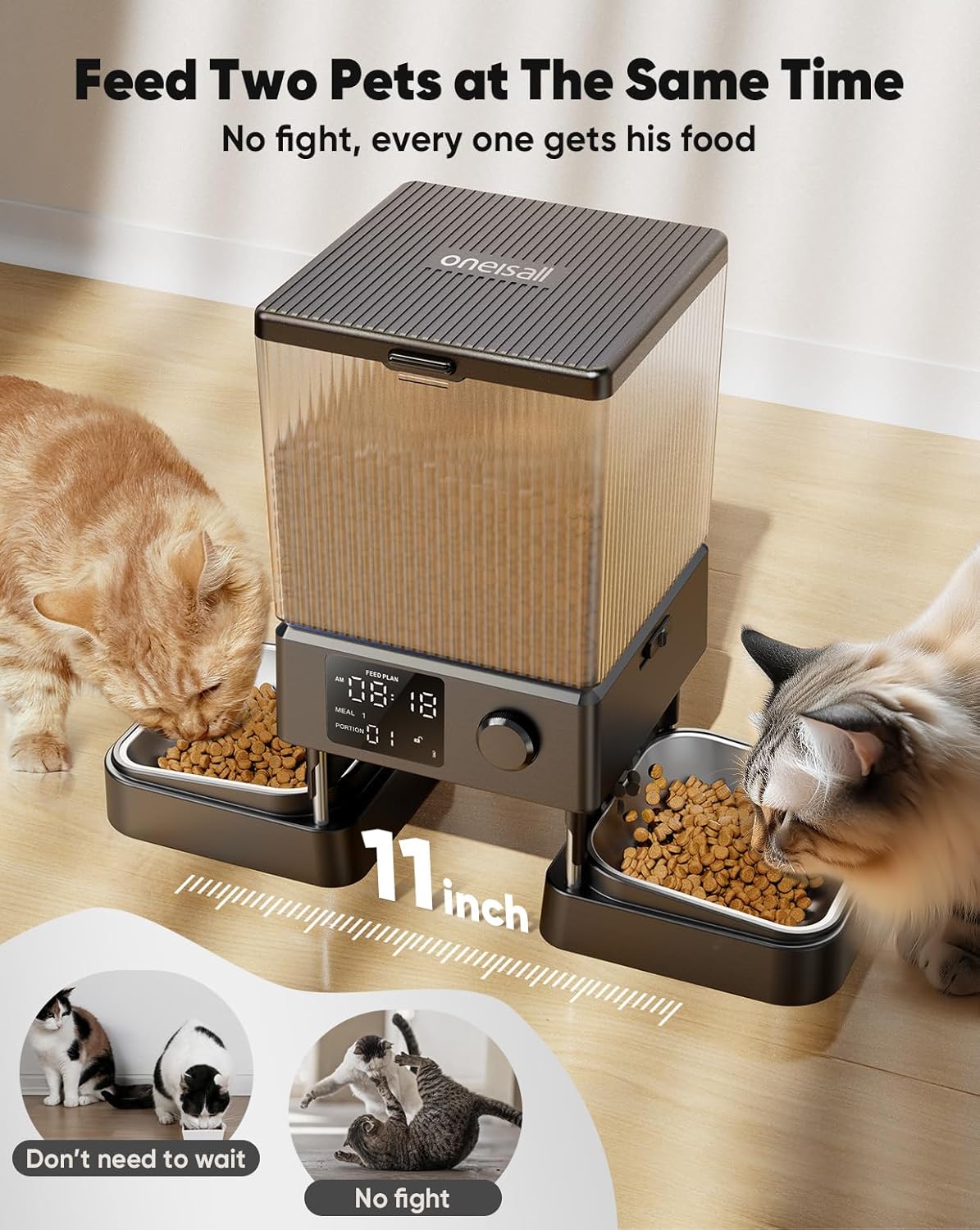 Automatic Cat Feeder for 2 Cats, 20 Cups/5L Automatic Cat Food Dispenser for Small Pets Indoor, Timed Cat Feeder for Dry Food
