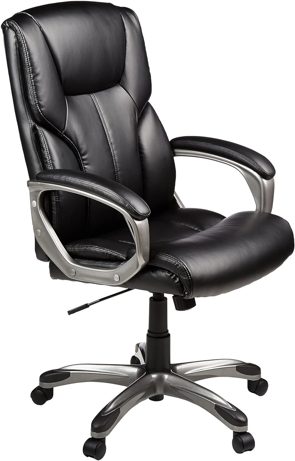 Basics Executive Home Office Desk Chair with Padded Armrests, Adjustable Height and Tilt, Rolling Swivel Chair, 275 Pound Capacity, White and Pewter