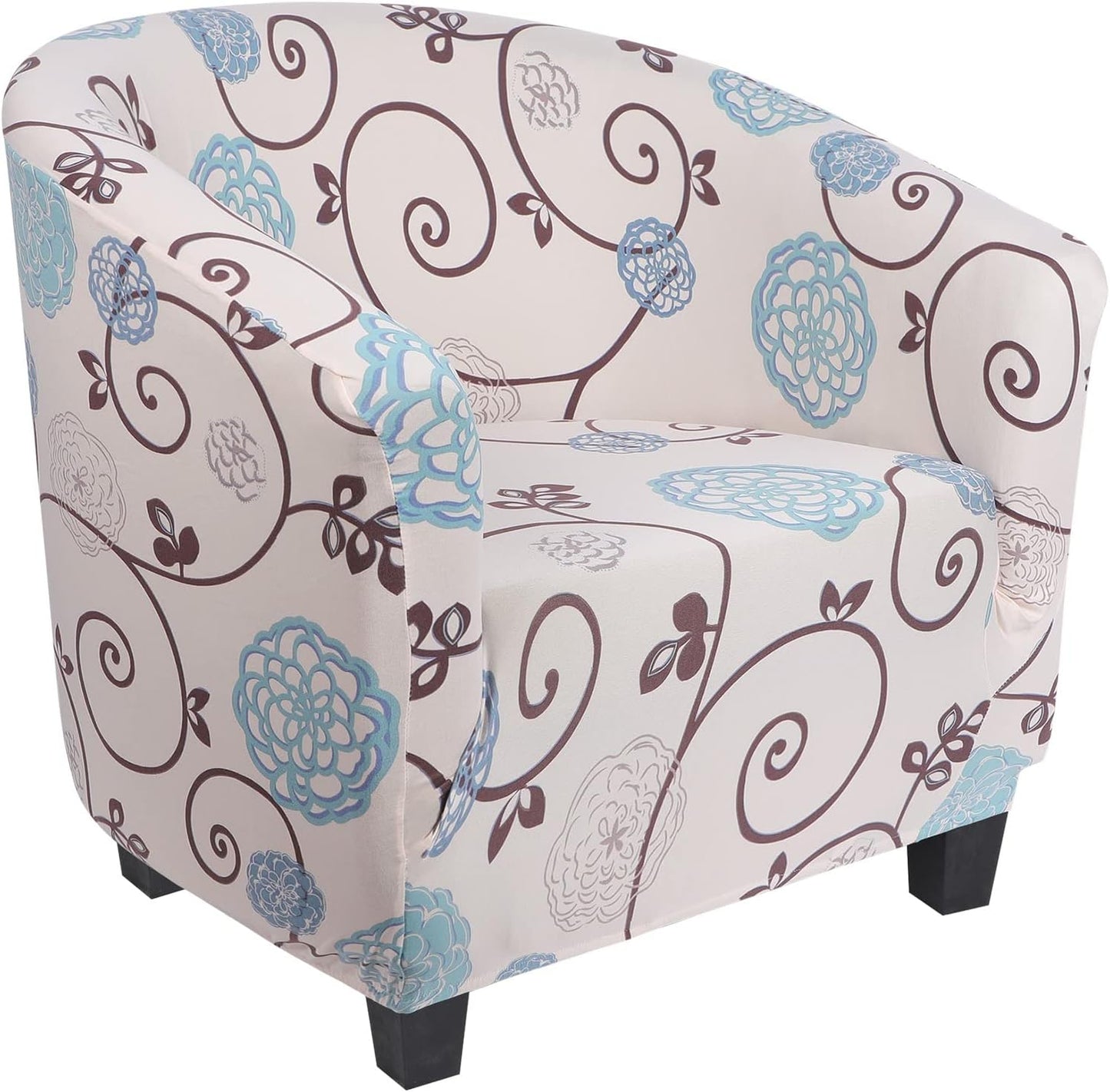 Club Chair Slipcover Stretch Barrel Chair Covers Jacquard Tub Chair Slipcover Spandex Armchair Sofa Cover Removable Couch Furniture Protector Arm Chair Cover for Living Room(Creamy-White)