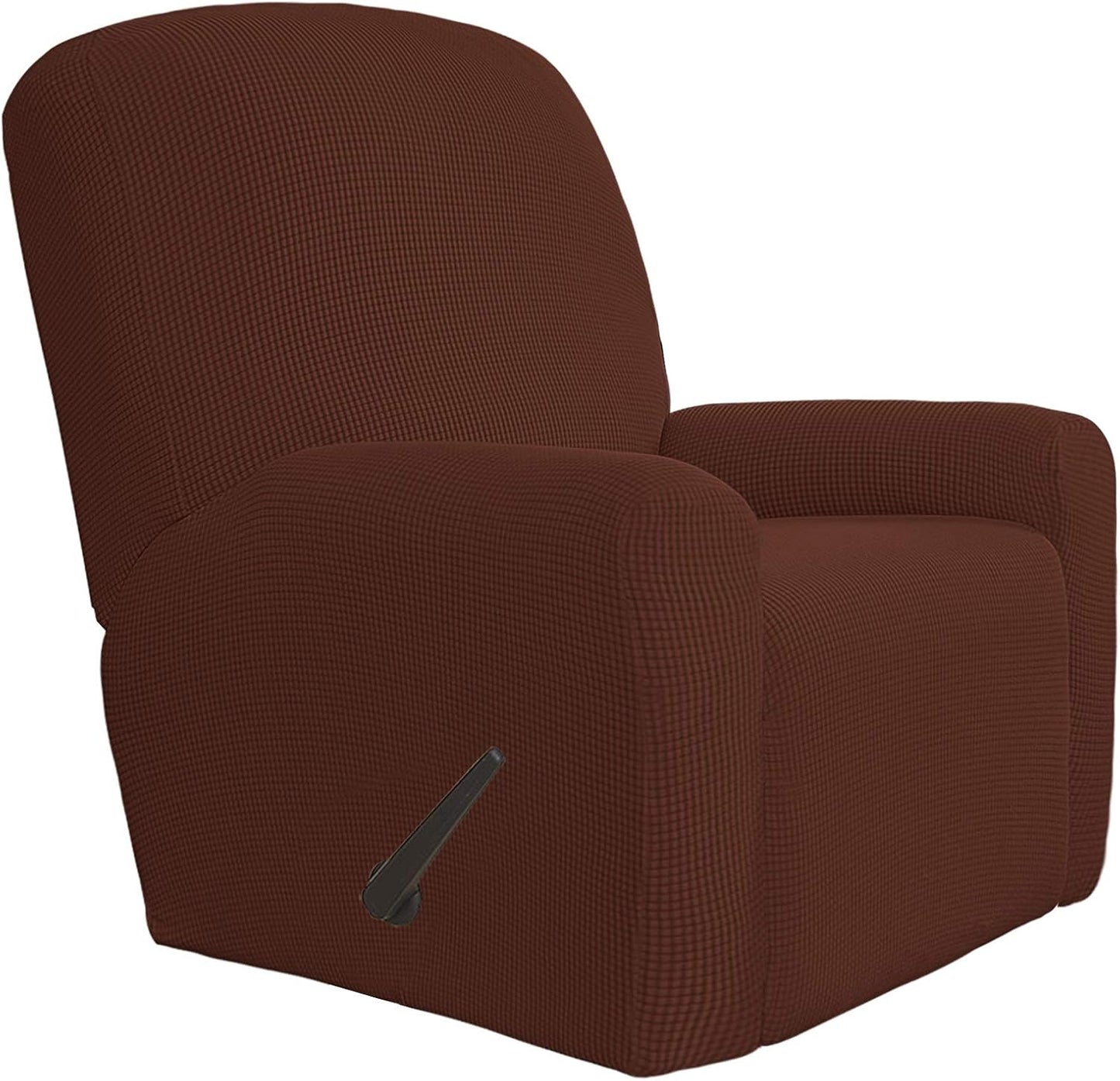 Recliner Stretch Sofa Slipcover Sofa Cover 4-Pieces Furniture Protector Couch Soft with Elastic Bottom Spandex Jacquard Fabric Small Checks(Large,Black)