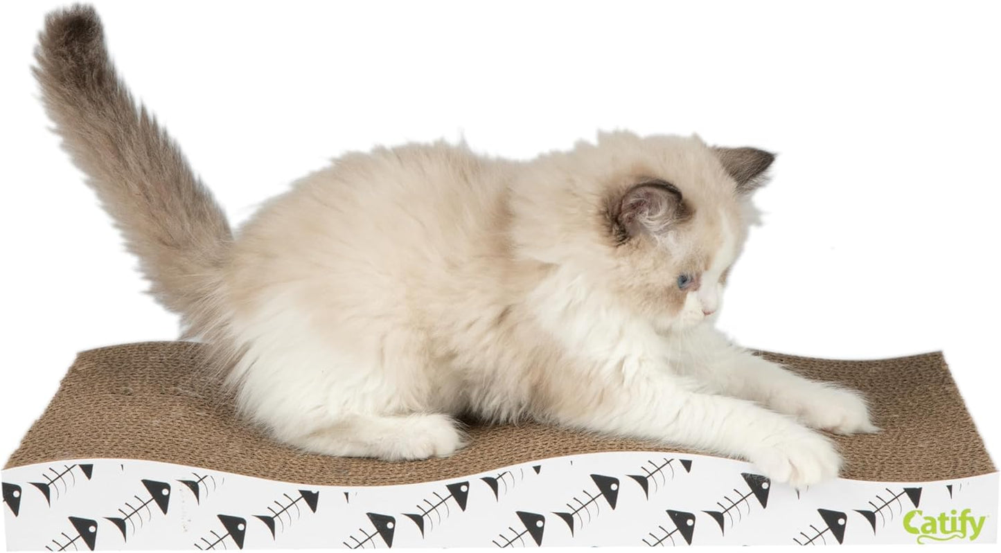 Best Pet Supplies Corrugated Cardboard Cat Scratcher Refill Pads, Lounger, and Fun Interactive Scratching Boards, Claw Safe, Durable, Natural Recycled Materials, Supports Active Play - Lounger I