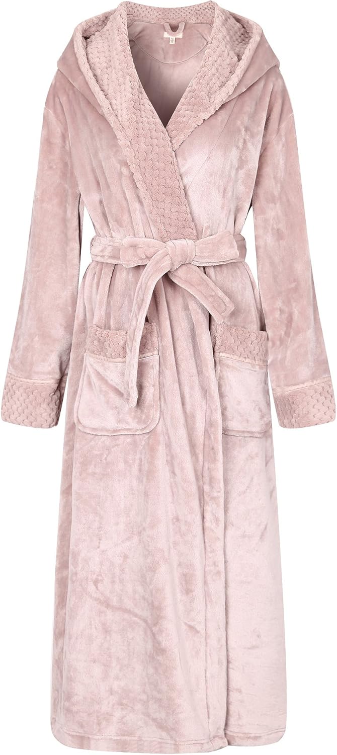Women's Plush Soft Warm Fleece Bathrobe Robe