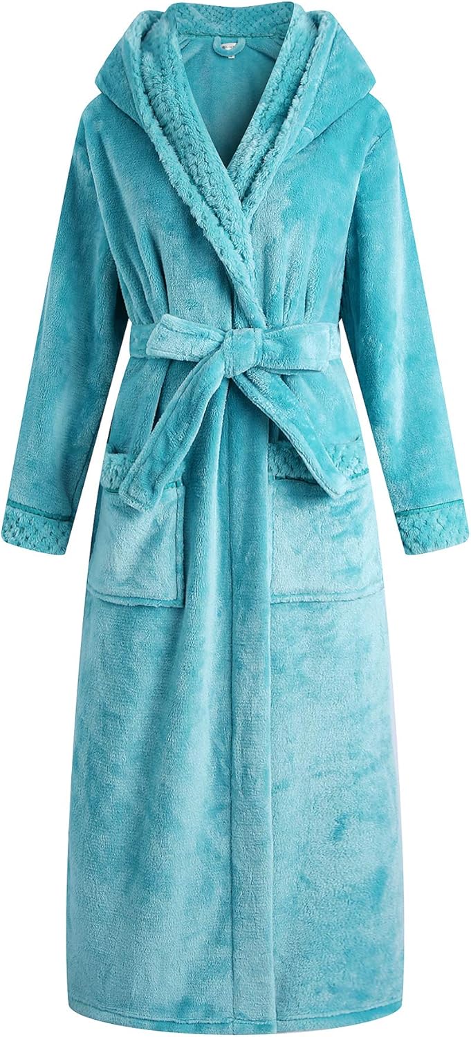 Women's Plush Soft Warm Fleece Bathrobe Robe