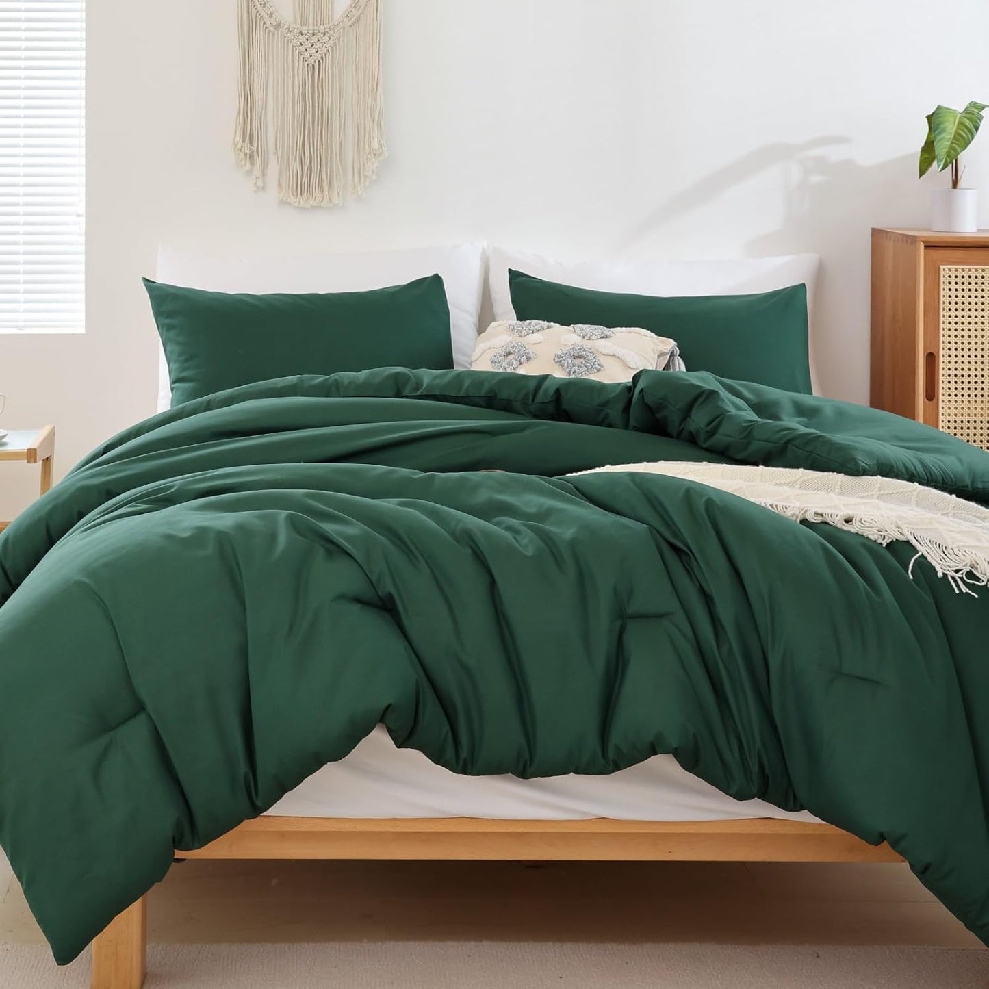 Queen Comforter Set Oatmeal, 3pcs(1 Boho Oatmeal Comforter & 2 Pillowcases) All Season Soft Bedding Lightweight Bedspread Blanket Quilt