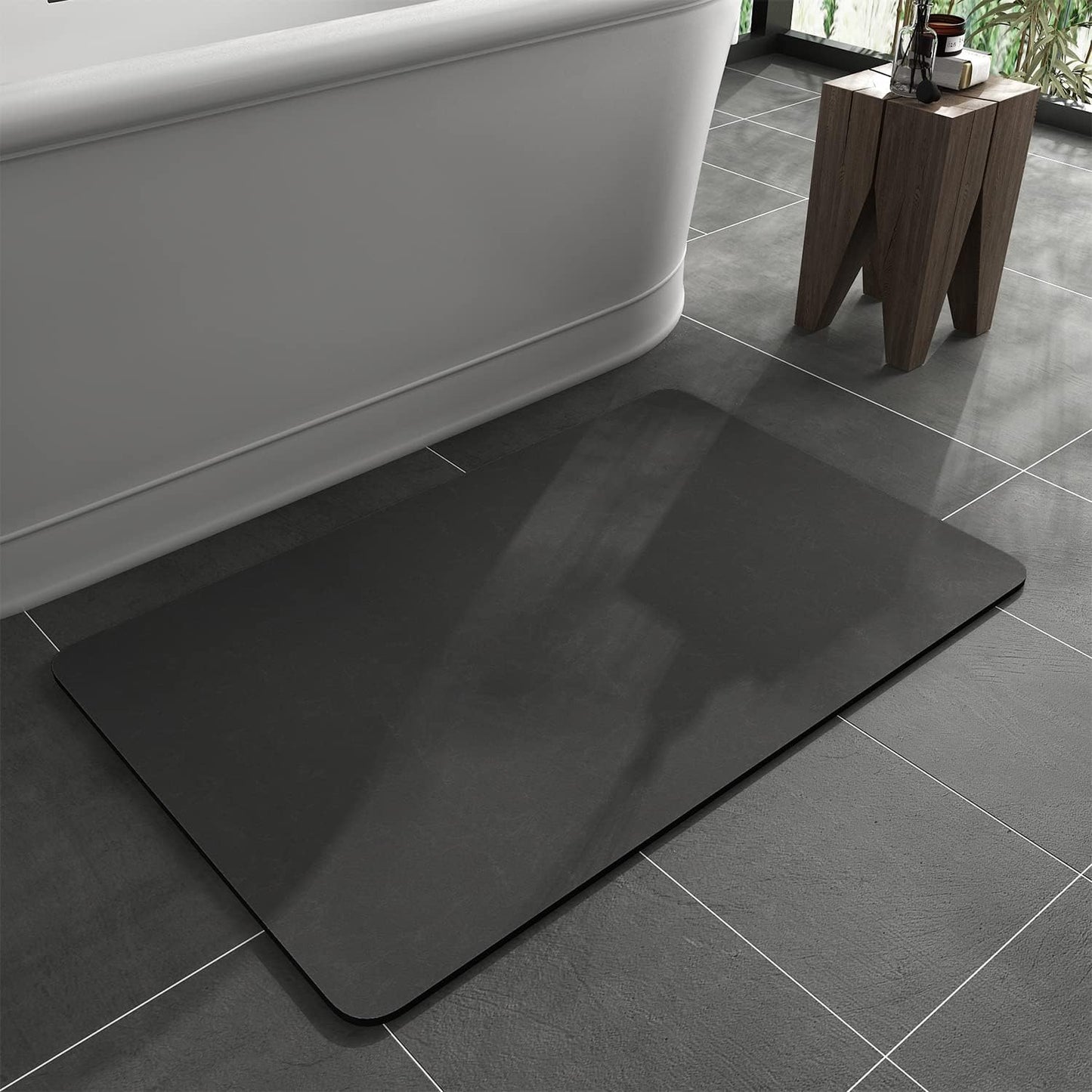 Bath Mat Rug-Rubber Backing Non Slip Quick Dry Absorbent Thin Bathroom Rugs Fit Under Door-Faux Suede Surface Bathroom Floor Mats-Shower Rug for in Front of Bathtub Shower Gray 24"X70"