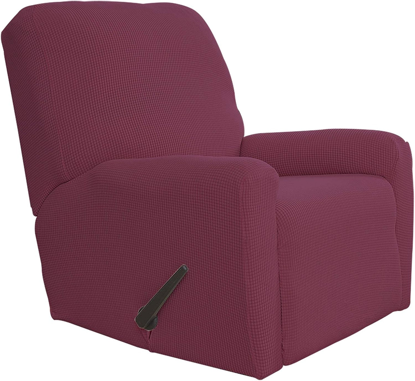 Recliner Stretch Sofa Slipcover Sofa Cover 4-Pieces Furniture Protector Couch Soft with Elastic Bottom Spandex Jacquard Fabric Small Checks(Large,Black)