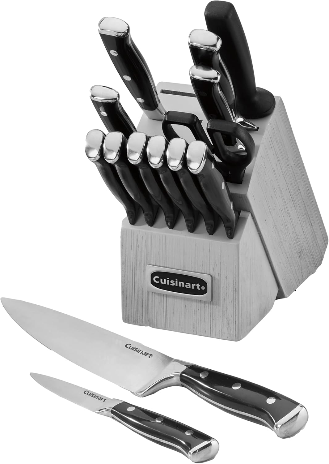 15-Piece Knife Set with Block, High Carbon Stainless Steel, Forged Triple Rivet, White