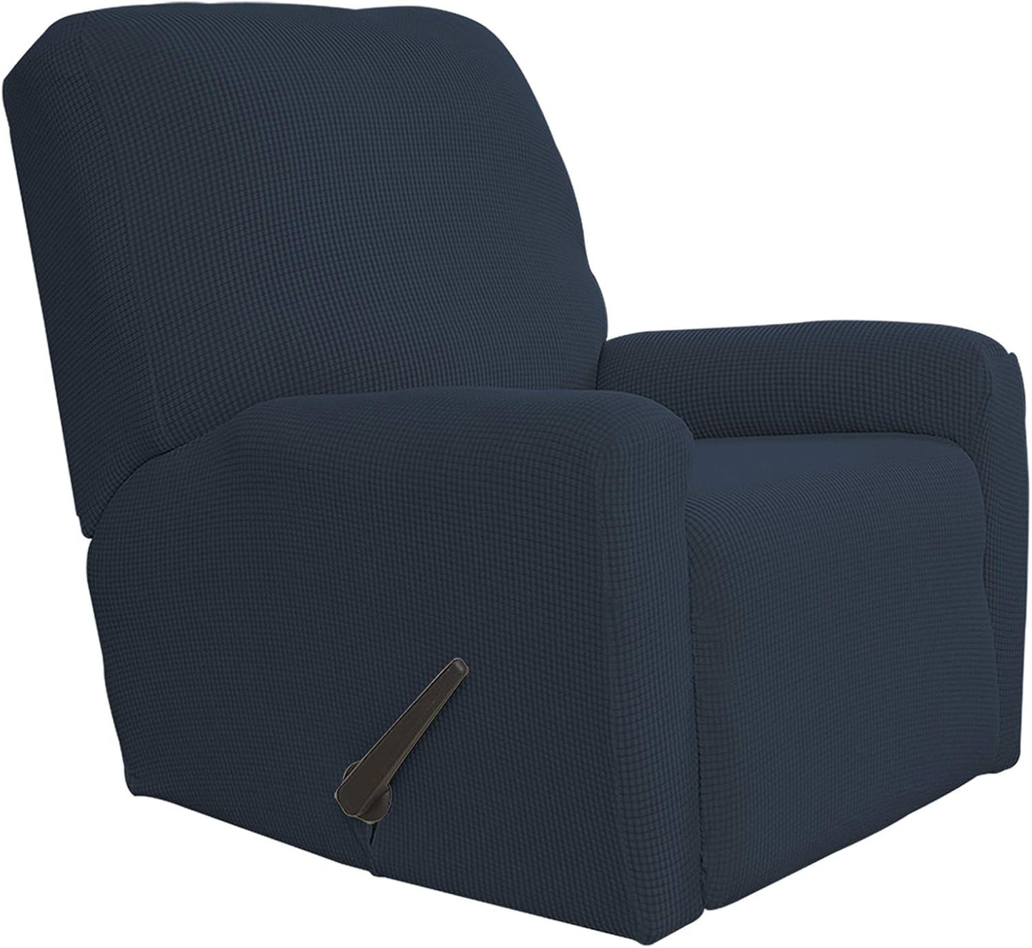 Recliner Stretch Sofa Slipcover Sofa Cover 4-Pieces Furniture Protector Couch Soft with Elastic Bottom Spandex Jacquard Fabric Small Checks(Large,Black)