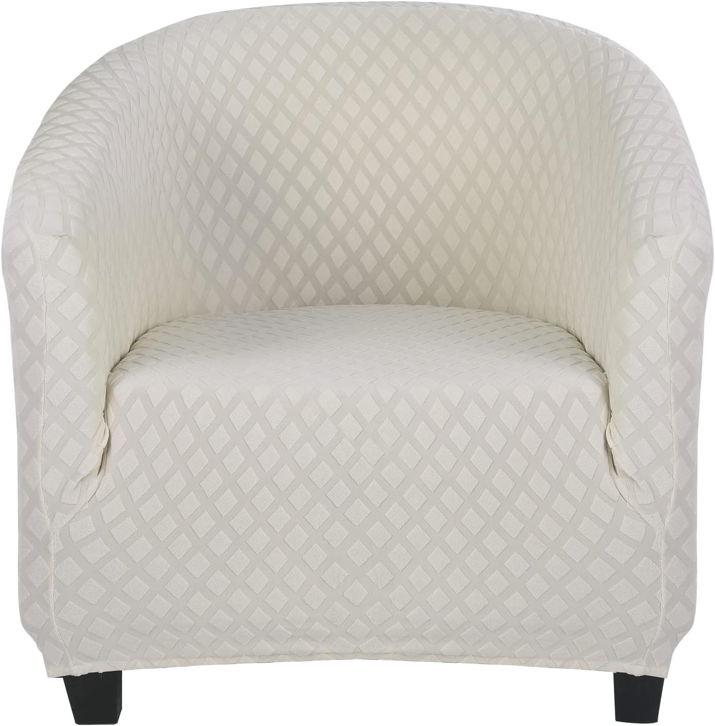 Club Chair Slipcover Stretch Barrel Chair Covers Jacquard Tub Chair Slipcover Spandex Armchair Sofa Cover Removable Couch Furniture Protector Arm Chair Cover for Living Room(Creamy-White)
