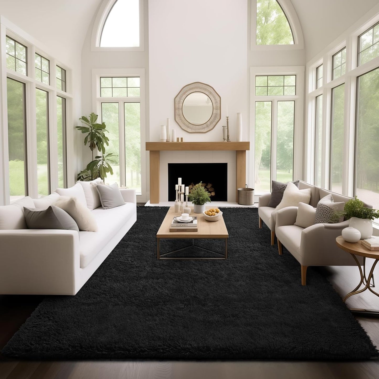 Rugs for Living Room Grey, Fluffy Shag Large Fuzzy Plush Soft Area Rug, 5x8 Gray Shaggy Carpets for Bedroom, Kids Boys Girls Dorm Nursery Home Decor Aesthetic