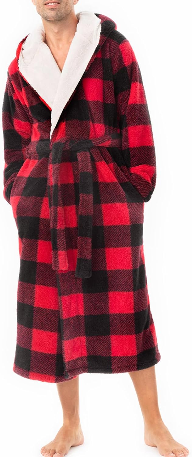 Men's Soft Fleece Plush Robe Full Length Long Bathrobe