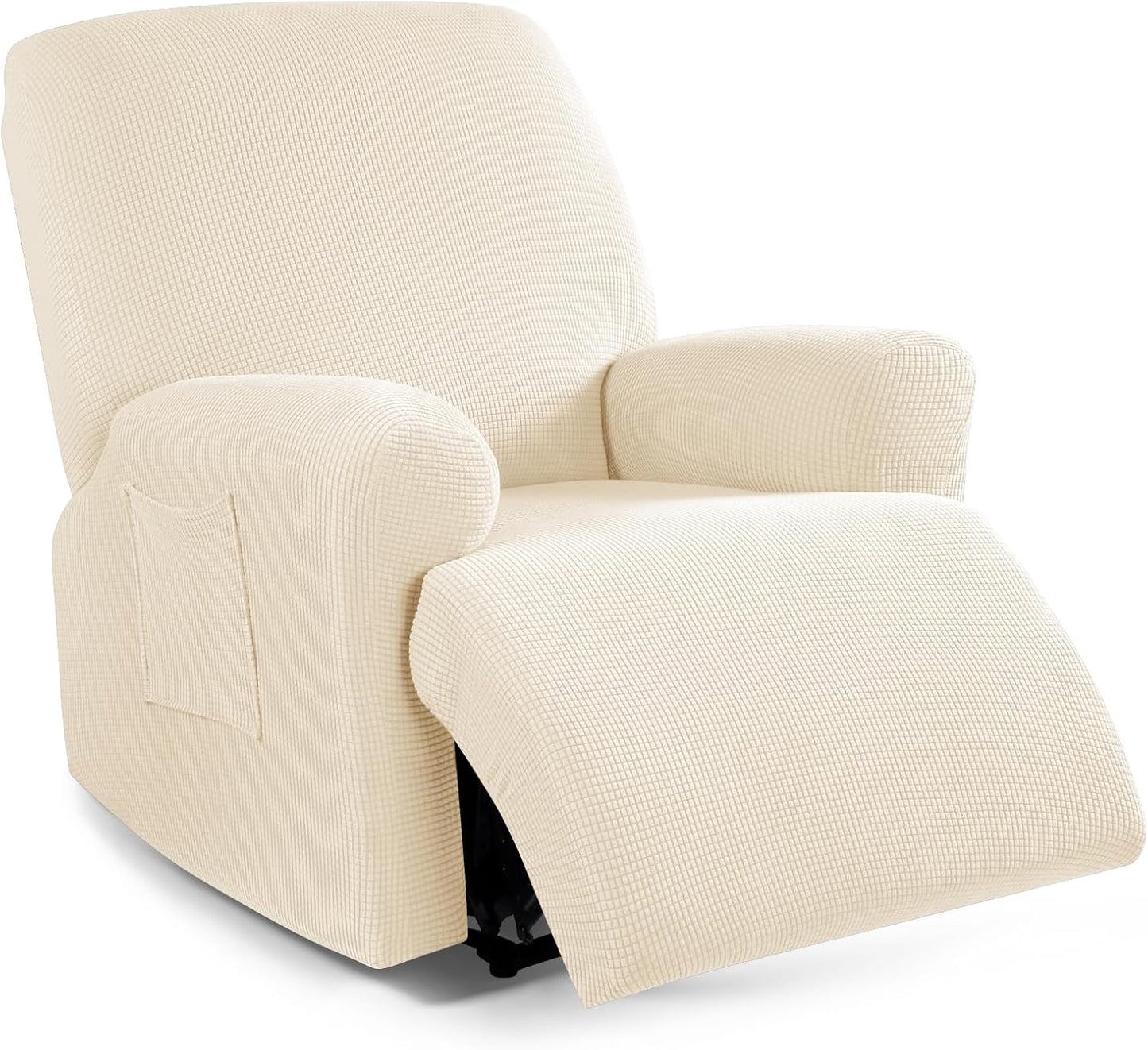 Recliner Sofa Covers 8-Pieces Stretch Large Couch Covers for 3 Seats Reclining Slipcovers Soft Jacquard Pattern Furniture Protector Black
