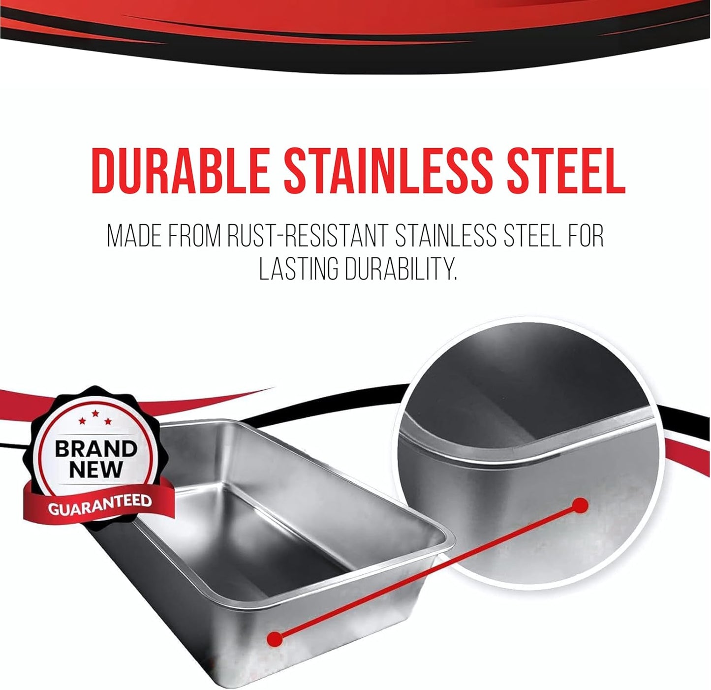 Stainless Steel XL Cat Litter Box - XL Litter Box for Big Cats - Large Cat Litter Box - Never Absorbs Odor, Stains, or Rusts - Easy Cleaning Litterbox Designed by Cat Owners (1 Pan)