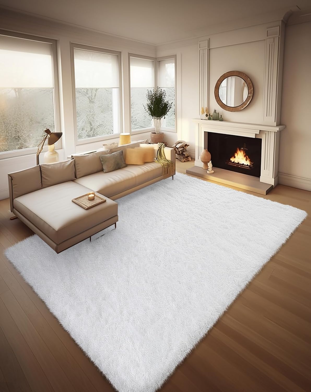 Rugs for Living Room Grey, Fluffy Shag Large Fuzzy Plush Soft Area Rug, 5x8 Gray Shaggy Carpets for Bedroom, Kids Boys Girls Dorm Nursery Home Decor Aesthetic