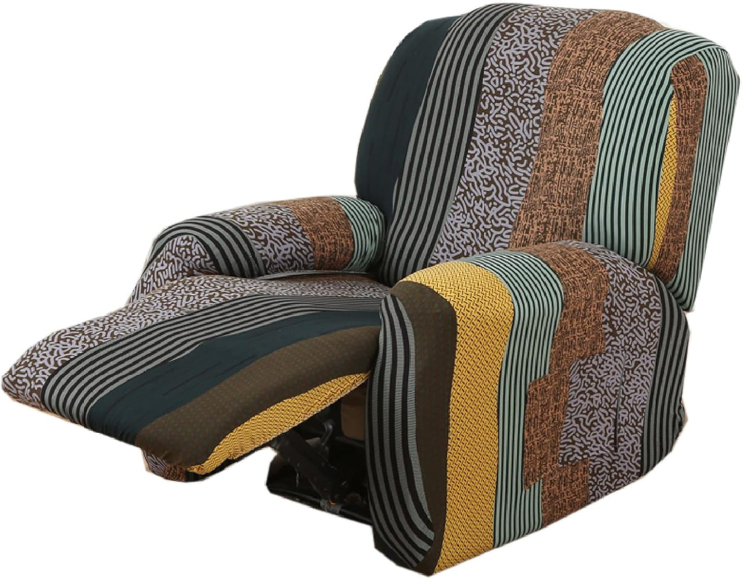 Stretch Recliner Slipcovers Printed Recliner Chair Covers 4-Piece Lazy Boy Chair Covers Non Slip Reclining Furniture Protector Sofa Couch Cover with Storage Pocket for Living Room