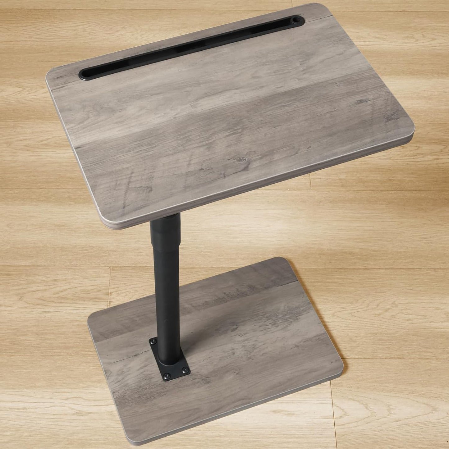 Sofa Armrest Tray Table for Couch - 360° Swivel Height Adjustable End for Small Spaces, Snack Side Table for Bed or Chair with Phone & Tablet Slot (Rustic,Standard)