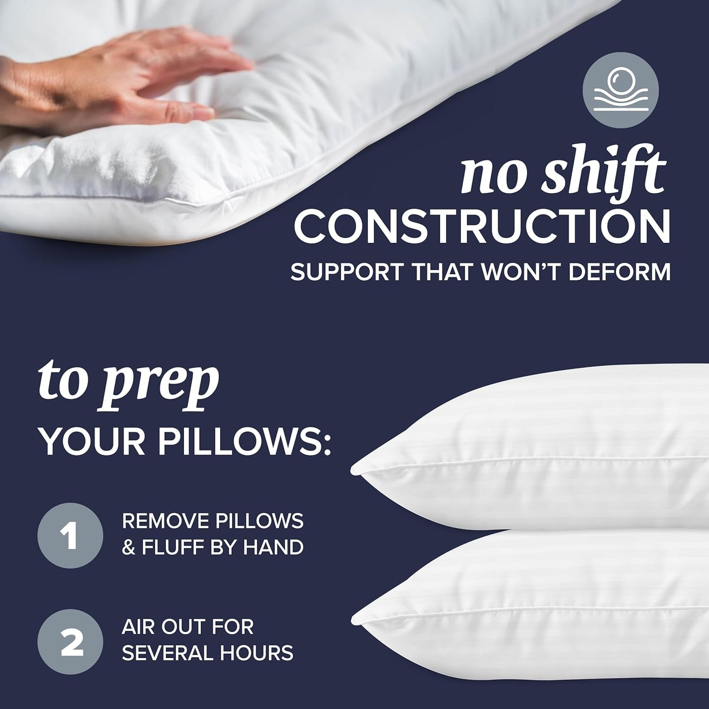 Collection Bed Pillows Standard / Queen Size Set of 2 - Down Alternative Bedding Gel Cooling Pillow for Back, Stomach or Side Sleepers