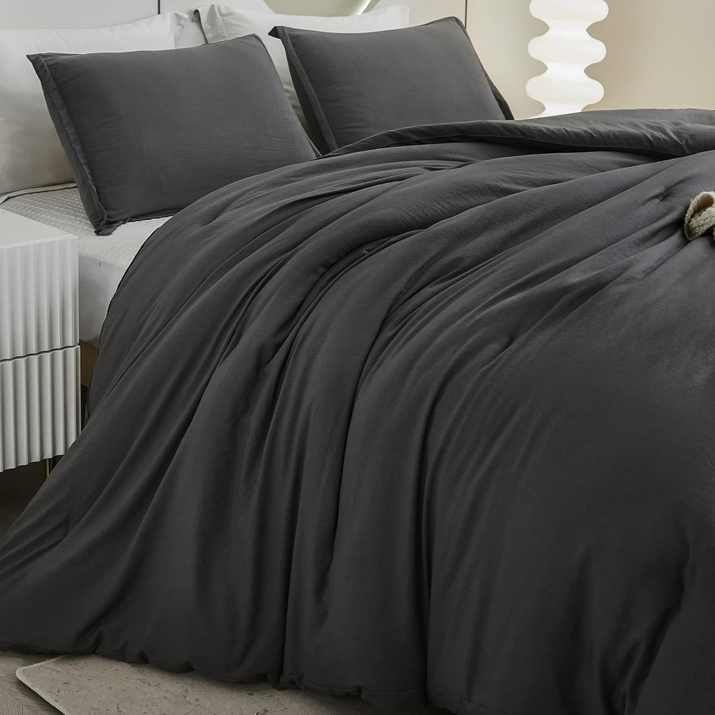 King Size Comforter Set Sage Green, 3 Pieces Lightweight Solid Comforter King Size, All Season Fluffy Down Alternative Comforter Bed Set Quilt Blanket