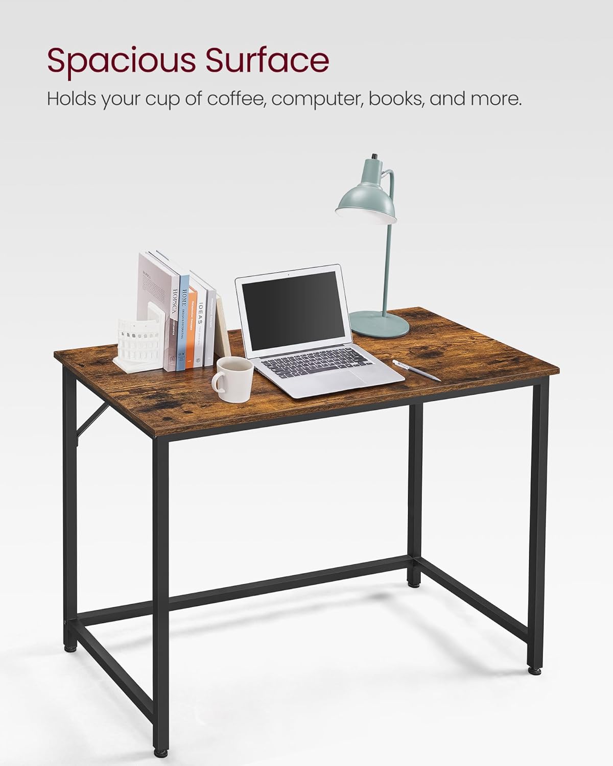 Computer Desk, 39.4-Inch Writing Desk, Home Office Small Study Workstation, Industrial Style PC Laptop Table, Simple Assembly, Steel Frame, Rustic Brown and Black