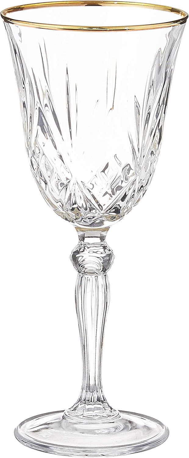 Crystal White Wine Glass with Gold Band Design, Set of 4,6 fl oz