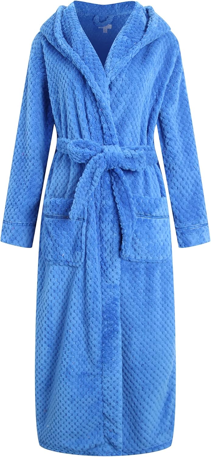 Women's Plush Soft Warm Fleece Bathrobe Robe