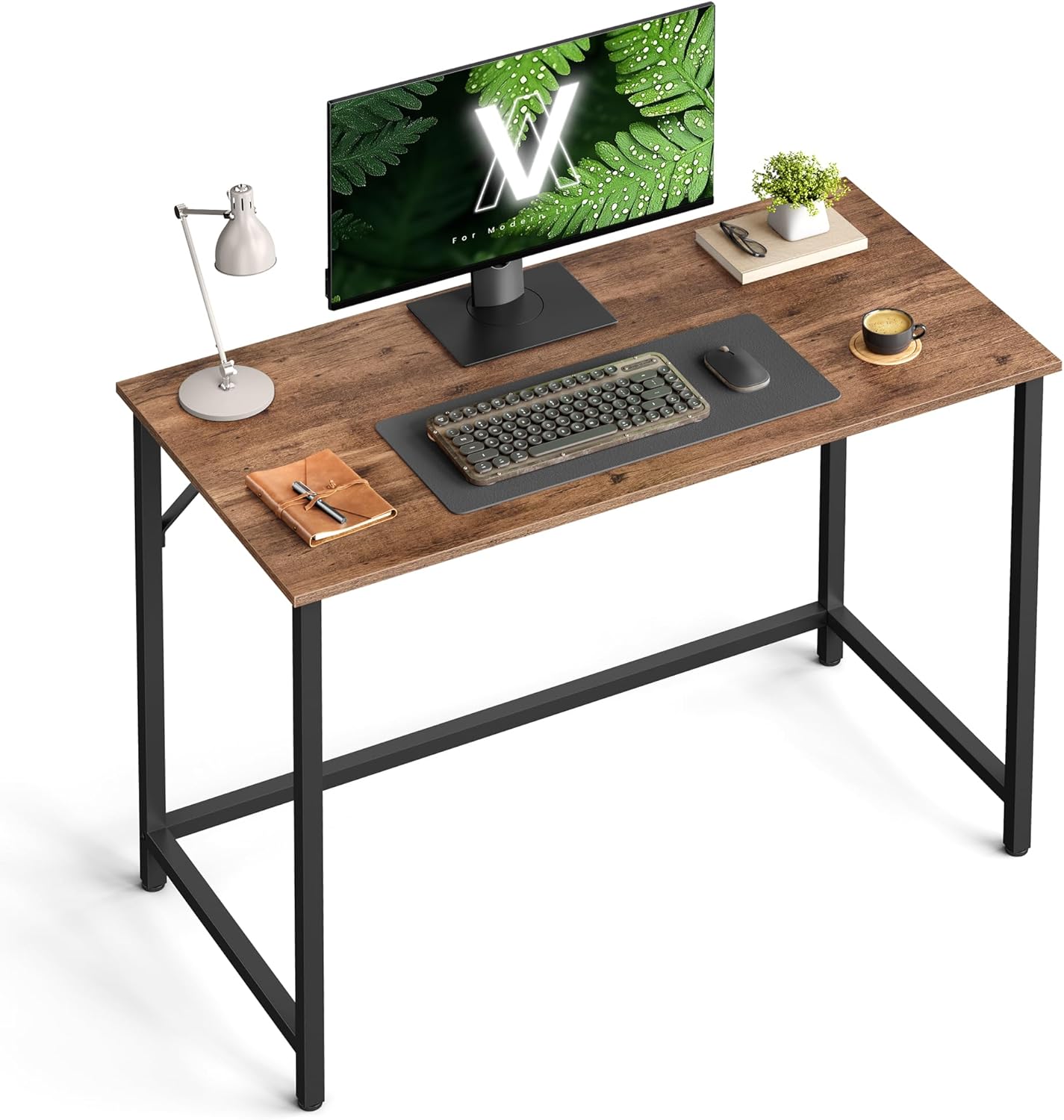 Computer Desk, 39.4-Inch Writing Desk, Home Office Small Study Workstation, Industrial Style PC Laptop Table, Simple Assembly, Steel Frame, Rustic Brown and Black
