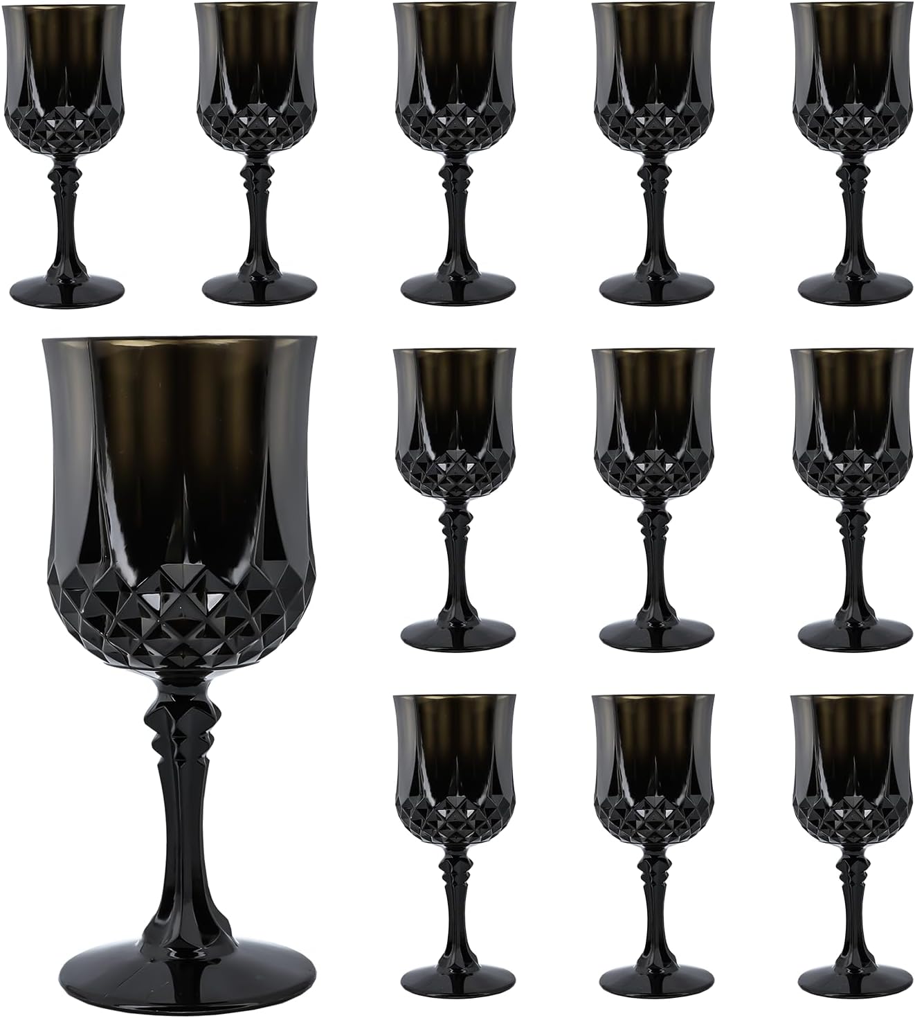 Transparent Plastic Wine Glasses,Transparent Plastic Goblets for Parties,Transparent Drinking Glasses for Wedding Reception, Grand Event Party Supplies (24, transparent)