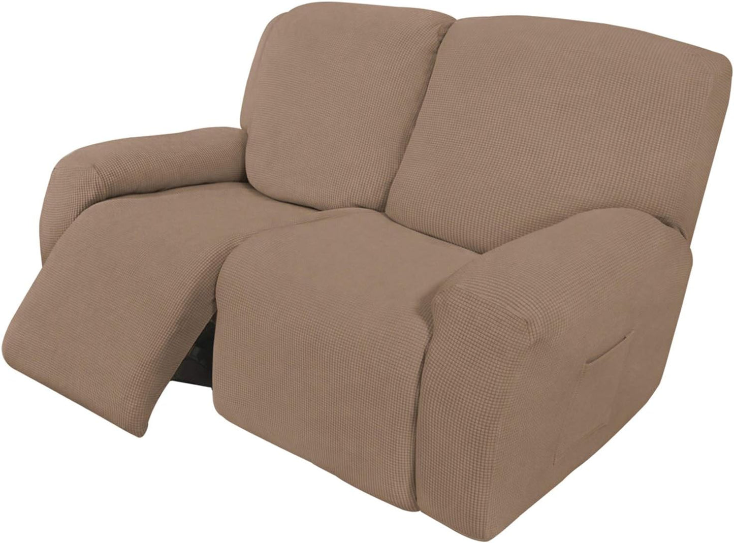 Recliner Stretch Sofa Slipcover Sofa Cover 4-Pieces Furniture Protector Couch Soft with Elastic Bottom Spandex Jacquard Fabric Small Checks(Large,Black)