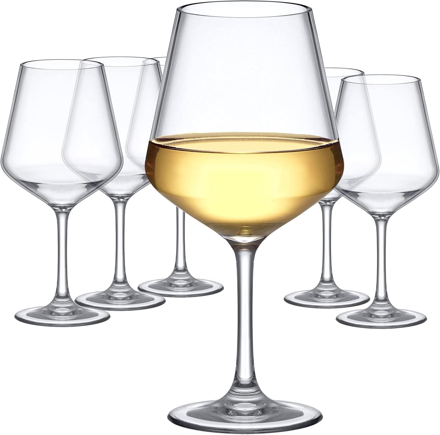14-Ounce Unbreakable Tritan Wine Glasses (Set of 6), Plastic Wine Glasses, Reusable, BPA-Free, Dishwasher-Safe, Perfect for Poolside, Outdoors, Camping, and More