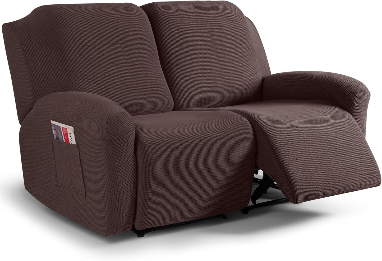 Recliner Sofa Covers 8-Pieces Stretch Large Couch Covers for 3 Seats Reclining Slipcovers Soft Jacquard Pattern Furniture Protector Black