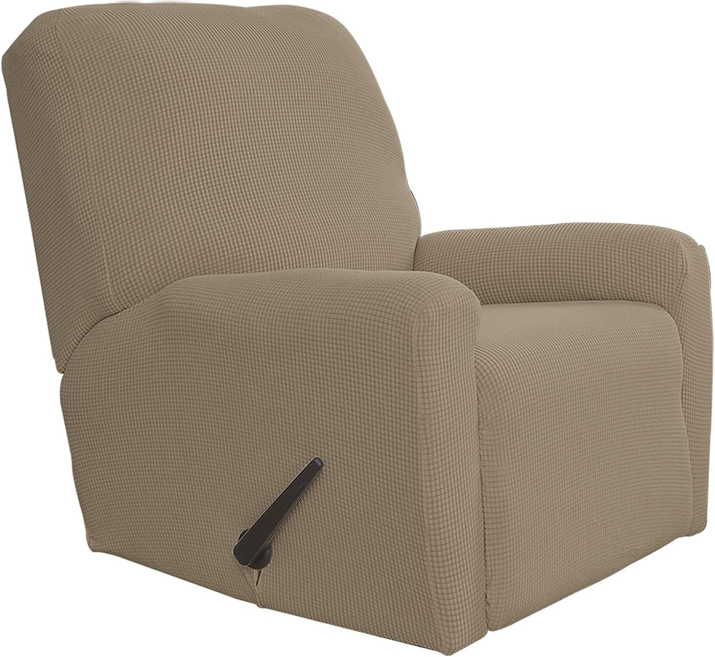 Recliner Stretch Sofa Slipcover Sofa Cover 4-Pieces Furniture Protector Couch Soft with Elastic Bottom Spandex Jacquard Fabric Small Checks(Large,Black)