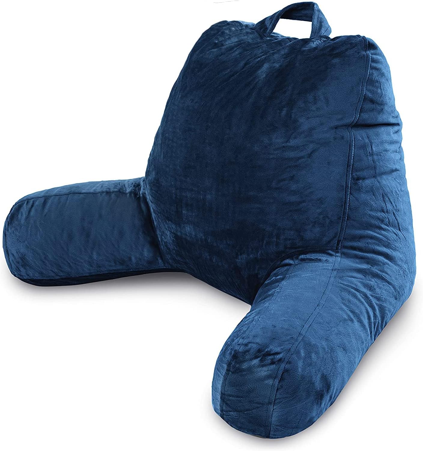 Reading Pillow with Shredded Memory Foam, Large Adult Backrest with Arms, Back Support for Sitting Up in Bed with Washable Cover (Sit up Pillow)